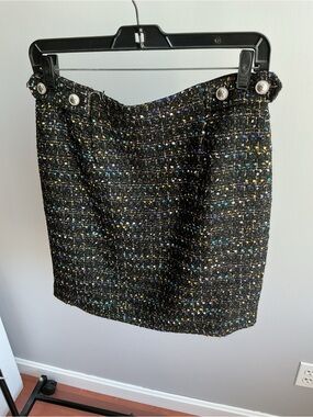BCBG Black Tweed Mini Skirt with Metallic Accent Threads